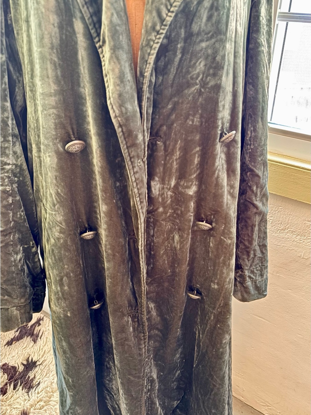 Vintage Free People Bryant Velvet Trench Duster Jacket - Picture 7 of 9